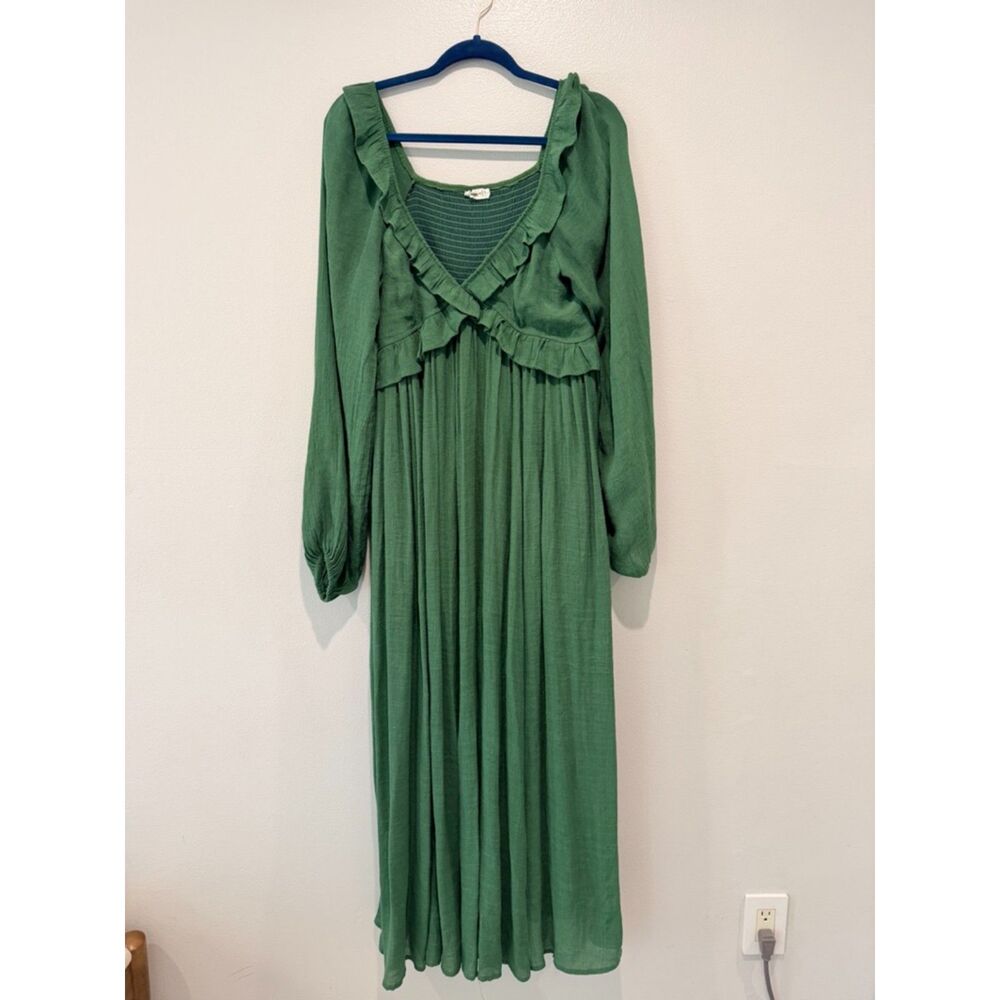In Bloom Ruffle Smock Maxi Dress Large